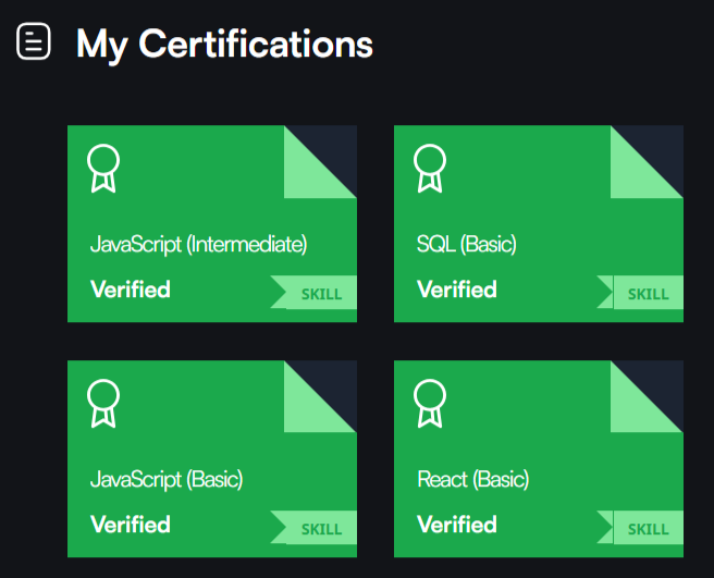 hackerrank Certifications